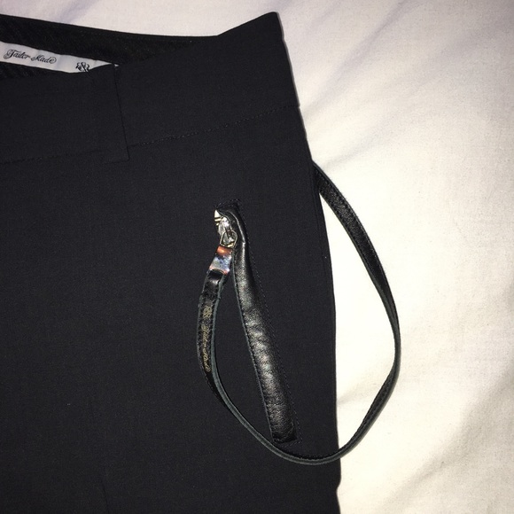 Straight leg black trouser with leather details - Picture 3 of 8